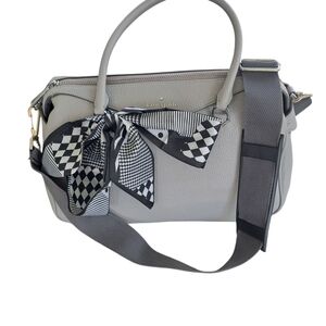Kate Spade Gray Satchel with Black and White Scarf Like New
